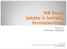 MS Excel teksto ir lentelių formatavimas